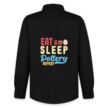 Eat Sleep Pottery Repeat - Men's Oxford Shirt by Stanley/Stella - black - Back - AI Model Male 185 dark (185cm)
