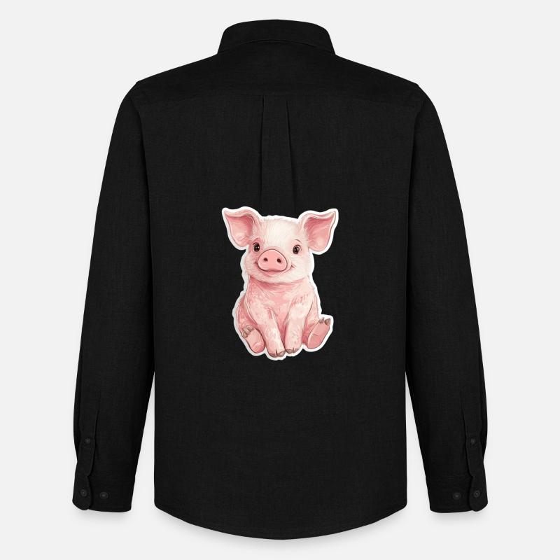 Schwein Ferkel - Männer Oxford Hemd von Stanley/Stella - Schwarz