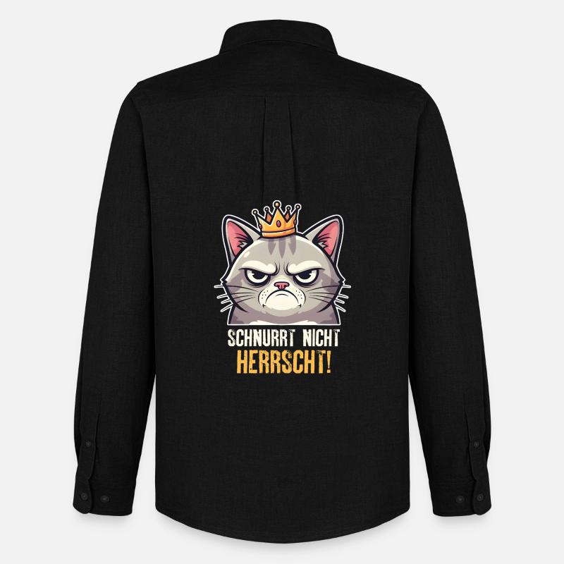 Grumpy Katze Herrscher Design - Men's Oxford Shirt by Stanley/Stella - black
