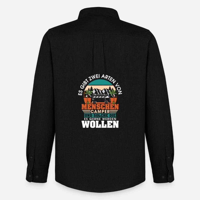 Camper Camping Wohnwagen Spruch - Männer Oxford Hemd von Stanley/Stella - Schwarz