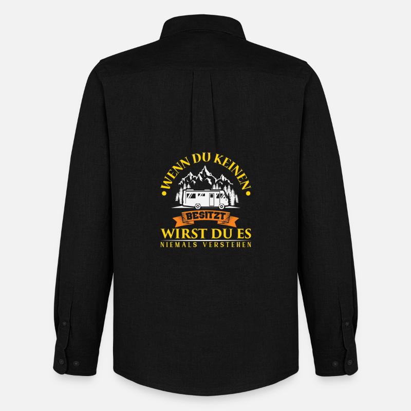Camper Camping Wohnwagen Spruch - Männer Oxford Hemd von Stanley/Stella - Schwarz