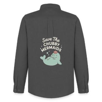 Manatee enthusiast sea beef lover salad love - Men's Oxford Shirt by Stanley/Stella - anthracite - Back - AI Model Male 185 dark (185cm)
