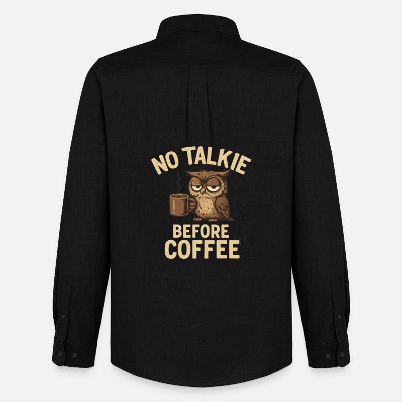 Eulen mit Kaffeetasse und Statement - Männer Oxford Hemd von Stanley/Stella - Schwarz