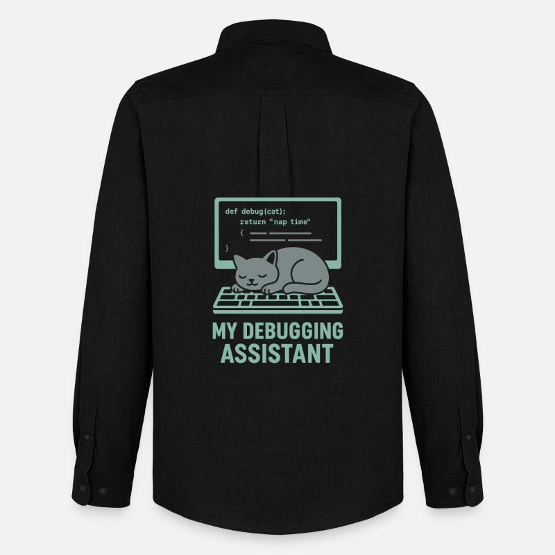 Mein Debugging Assistent Katze - Männer Oxford Hemd von Stanley/Stella - Schwarz