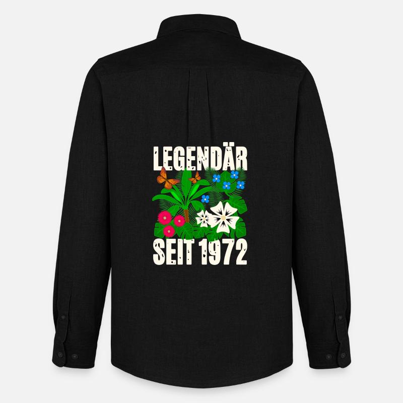 Legendär Seit 1972 Blumen - Männer Oxford Hemd von Stanley/Stella - Schwarz