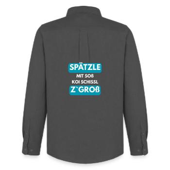 Spätzle with sauce koi Schissl z'gross - Men's Oxford Shirt by Stanley/Stella - anthracite - Back - AI Model Male 185 dark (185cm)