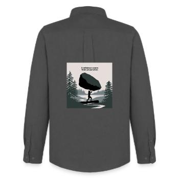 Empowered Équilibre Nature Succès Motivant - Chemise Oxford homme Stanley/Stella - charbon - Dos - AI Model Male 185 dark (185cm)