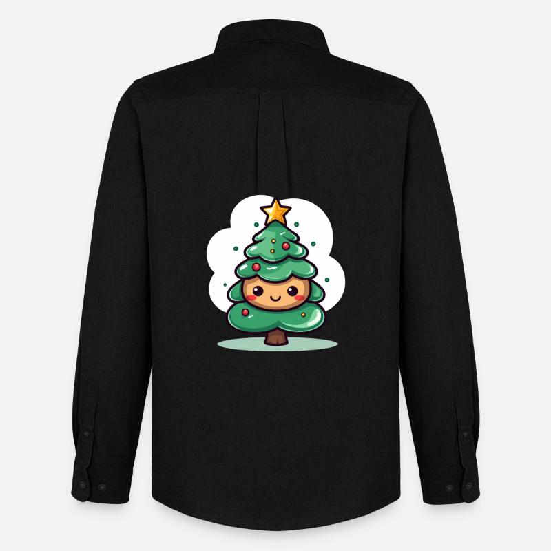 Niedliches Weihnachtsbaum Maskottchen Design - Männer Oxford Hemd von Stanley/Stella - Schwarz