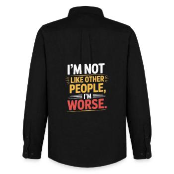 I'm Not Like Other People I'm Worse Frech Gothic - Men's Oxford Shirt by Stanley/Stella - black - Back - AI Model Male 185 dark (185cm)