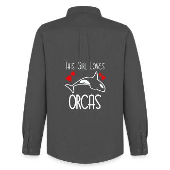 This Girl Loves Orcas - Männer Oxford Hemd von Stanley/Stella - Anthrazit - Hinten - AI Model Male 185 dark (185cm)