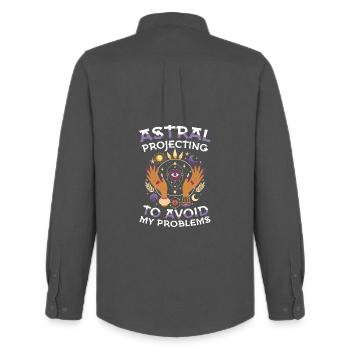 Astral projection against my problems - Men's Oxford Shirt by Stanley/Stella - anthracite - Back - AI Model Male 185 dark (185cm)