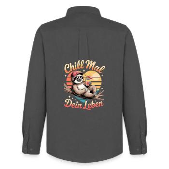Chill Time Your Life Sloth Relaxation - Men's Oxford Shirt by Stanley/Stella - anthracite - Back - AI Model Male 185 dark (185cm)