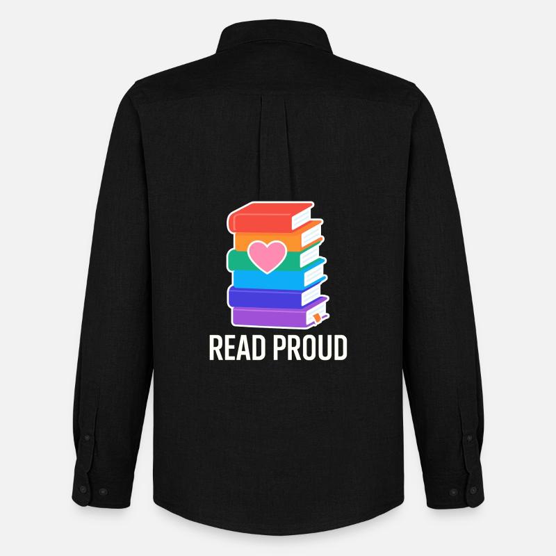 Lese Stolz Mit Regenbogen Herz - Männer Oxford Hemd von Stanley/Stella - Schwarz