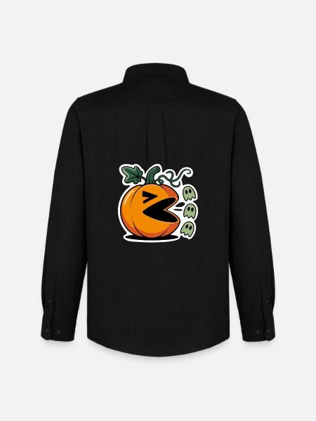 Halloween Pumpkin Gaming Design - Men's Oxford Shirt by Stanley/Stella - black