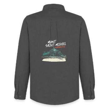 Mont Saint-Michel Stylisé - Chemise Oxford homme Stanley/Stella - charbon - Dos - AI Model Male 185 dark (185cm)