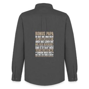 Bonus Papa Stiefvater Vatertag Papa Vaterschaft - Männer Oxford Hemd von Stanley/Stella - Anthrazit - Hinten - AI Model Male 185 dark (185cm)
