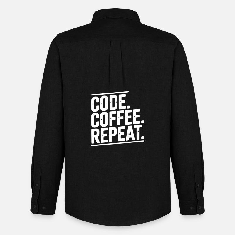 Code Kaffee-Wiederholung - Männer Oxford Hemd von Stanley/Stella - Schwarz