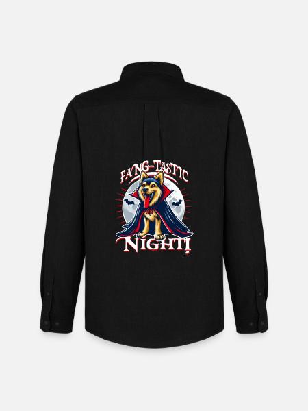 Vampire Dog Fang-tastic Halloween Night - Men's Oxford Shirt by Stanley/Stella - black