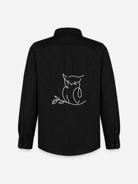 Owl Silhouette – Artistic Line Motif - Men's Oxford Shirt by Stanley/Stella - black