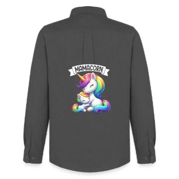 Mama Einhorn Mamacorn Mutter Tochter Dadacorn - Männer Oxford Hemd von Stanley/Stella - Anthrazit - Hinten - AI Model Male 185 dark (185cm)