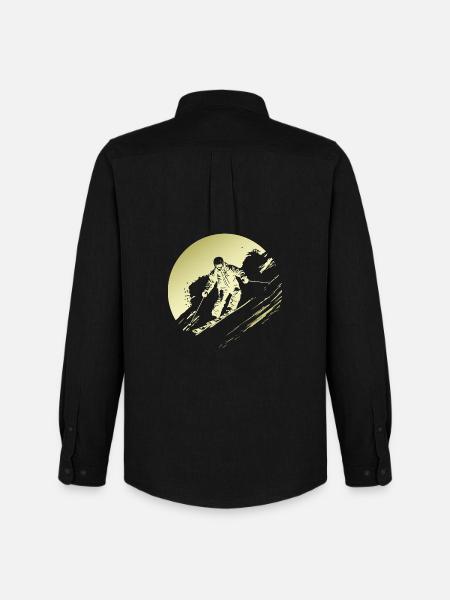 Ski Fahren Skiing Silhouette - Men's Oxford Shirt by Stanley/Stella - black