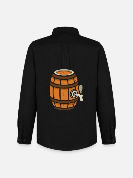 Rustic Beer Barrel Cartoon - Men's Oxford Shirt by Stanley/Stella - black