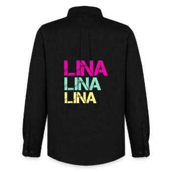 LINA Neon Triptych - Männer Oxford Hemd von Stanley/Stella - Schwarz - Hinten - AI Model Male 185 dark (185cm)