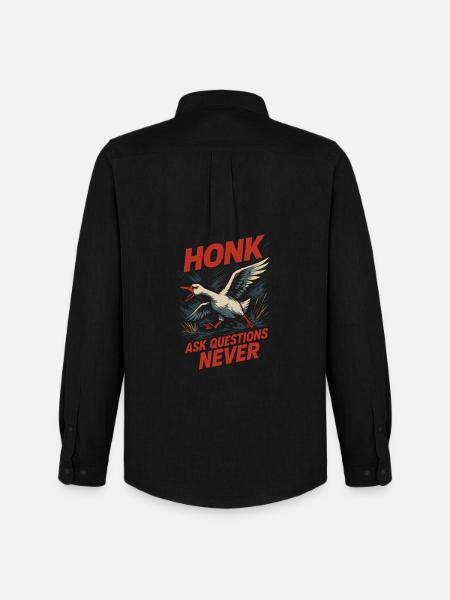 Funny Geese Meme Chaos Honk Certified Silly - Men's Oxford Shirt by Stanley/Stella - black