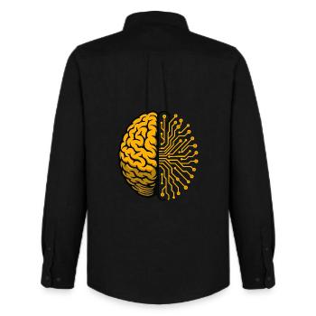 Brain and Circuits AI - Men's Oxford Shirt by Stanley/Stella - black - Back - AI Model Male 185 dark (185cm)