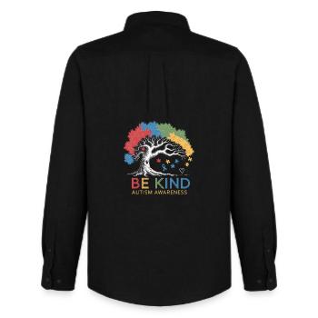 Be Kind Autism Bewusstsein Baum Puzzle - Männer Oxford Hemd von Stanley/Stella - Schwarz - Hinten - AI Model Male 185 dark (185cm)