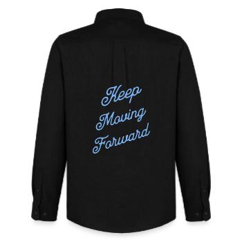 Mach weiter voran - Männer Oxford Hemd von Stanley/Stella - Schwarz - Hinten - AI Model Male 185 dark (185cm)