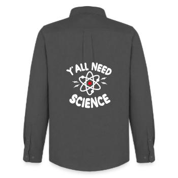 Science pour tous Tee Atom - Chemise Oxford homme Stanley/Stella - charbon - Dos - AI Model Male 185 dark (185cm)
