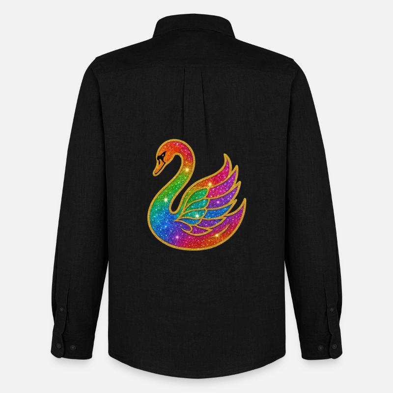 Regenbogen Glitzer Schwan Mutter - Männer Oxford Hemd von Stanley/Stella - Schwarz