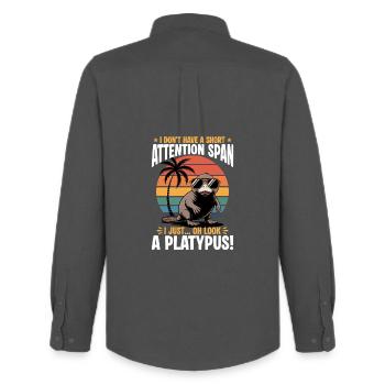 Funny aesthetic Kawaii Platypus - Men's Oxford Shirt by Stanley/Stella - anthracite - Back - AI Model Male 185 dark (185cm)