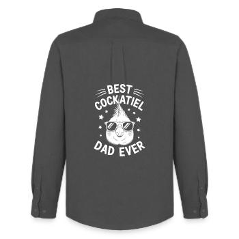 calopsitte disant papa cockatiel cadeau - Chemise Oxford homme Stanley/Stella - charbon - Dos - AI Model Male 185 dark (185cm)
