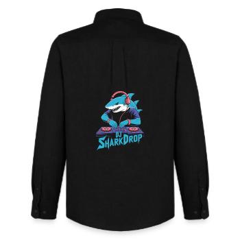 DJ SharkDrop Hai DJ EDM Rave Festival Bass - Men's Oxford Shirt by Stanley/Stella - black - Back - AI Model Male 185 dark (185cm)