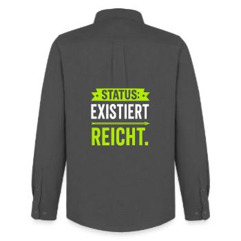 Status: Exists is enough – funny saying - Men's Oxford Shirt by Stanley/Stella - anthracite - Back - AI Model Male 185 dark (185cm)