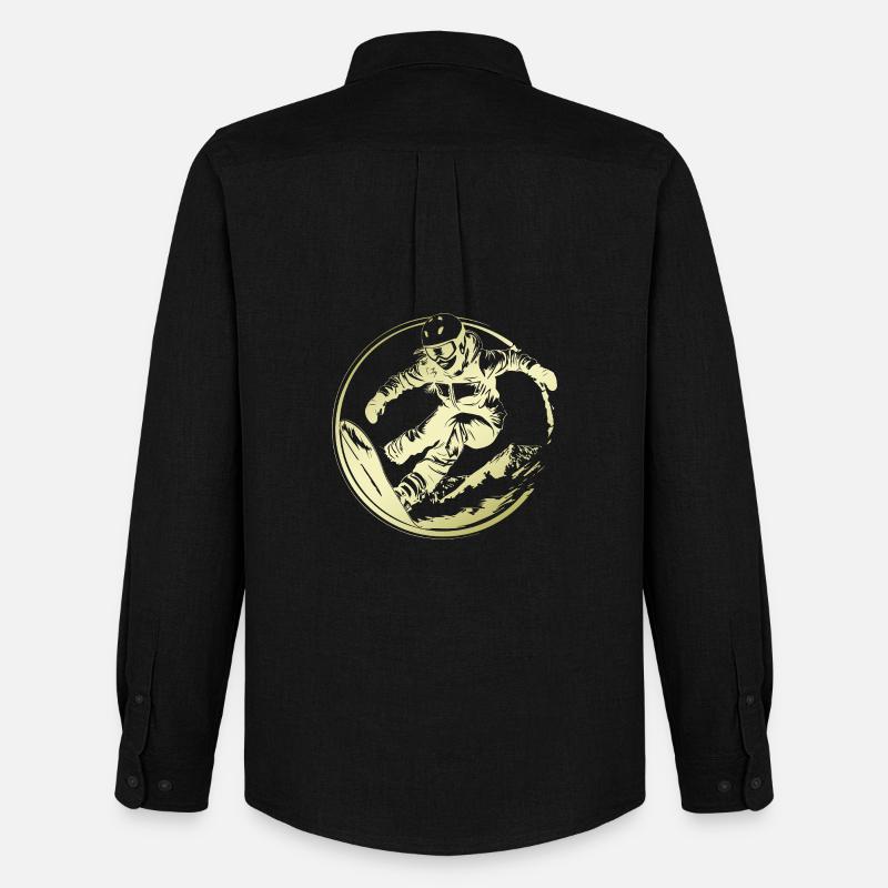 Snowboarder Silhouette - Männer Oxford Hemd von Stanley/Stella - Schwarz