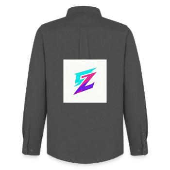 ZickZack Neon Gradient Logo - Männer Oxford Hemd von Stanley/Stella - Anthrazit - Hinten - AI Model Male 185 dark (185cm)