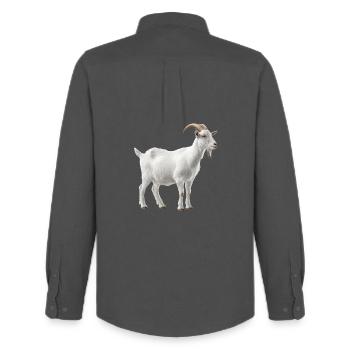 White Mountain Goat Portrait - Men's Oxford Shirt by Stanley/Stella - anthracite - Back - AI Model Male 185 dark (185cm)