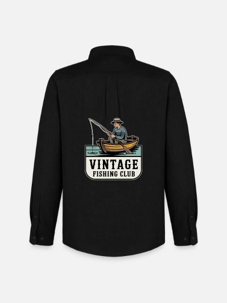 Retro Angler Motif - Men's Oxford Shirt by Stanley/Stella - black