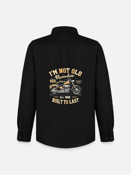 Oldtimer gebouwd in 1966 Born Vintage Birthday - Stanley/Stella Oxford Heren overhemd - zwart