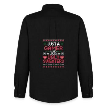 Noël moche Gamer Weihnachten Zocker Gaming - Chemise Oxford homme Stanley/Stella - noir - Dos - AI Model Male 185 dark (185cm)