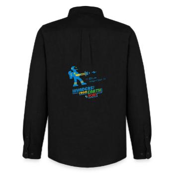 Envahisseurs de la Terre 2081 GUERRIER BLEU - Chemise Oxford homme Stanley/Stella - noir - Dos - AI Model Male 185 dark (185cm)