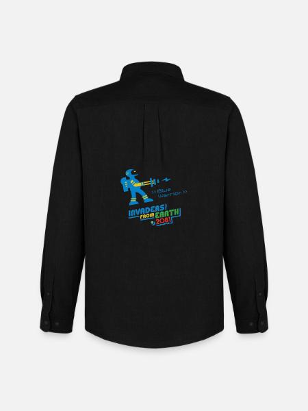 Invaders From Earth 2081 BLUE WARRIOR - Men's Oxford Shirt by Stanley/Stella - black
