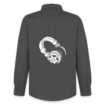 Silhouette du casque : DJ & Music Vibes - Chemise Oxford homme Stanley/Stella - charbon - Dos - AI Model Male 185 dark (185cm)