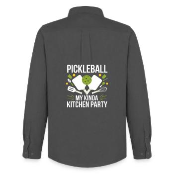Pickleball My Kinda Kitchen Party - Männer Oxford Hemd von Stanley/Stella - Anthrazit - Hinten - AI Model Male 185 dark (185cm)