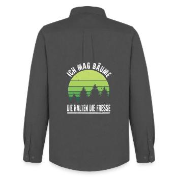 I like trees that hold their mouths irony saying - Men's Oxford Shirt by Stanley/Stella - anthracite - Back - AI Model Male 185 dark (185cm)