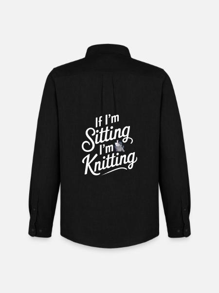 If I'm Sitting I'm Knitting - Men's Oxford Shirt by Stanley/Stella - black