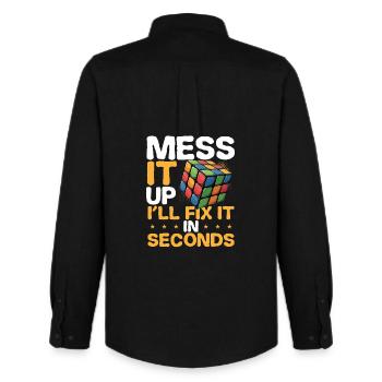 Mess Up I'll Make It In Seconds -puzzle - Men's Oxford Shirt by Stanley/Stella - black - Back - AI Model Male 185 dark (185cm)